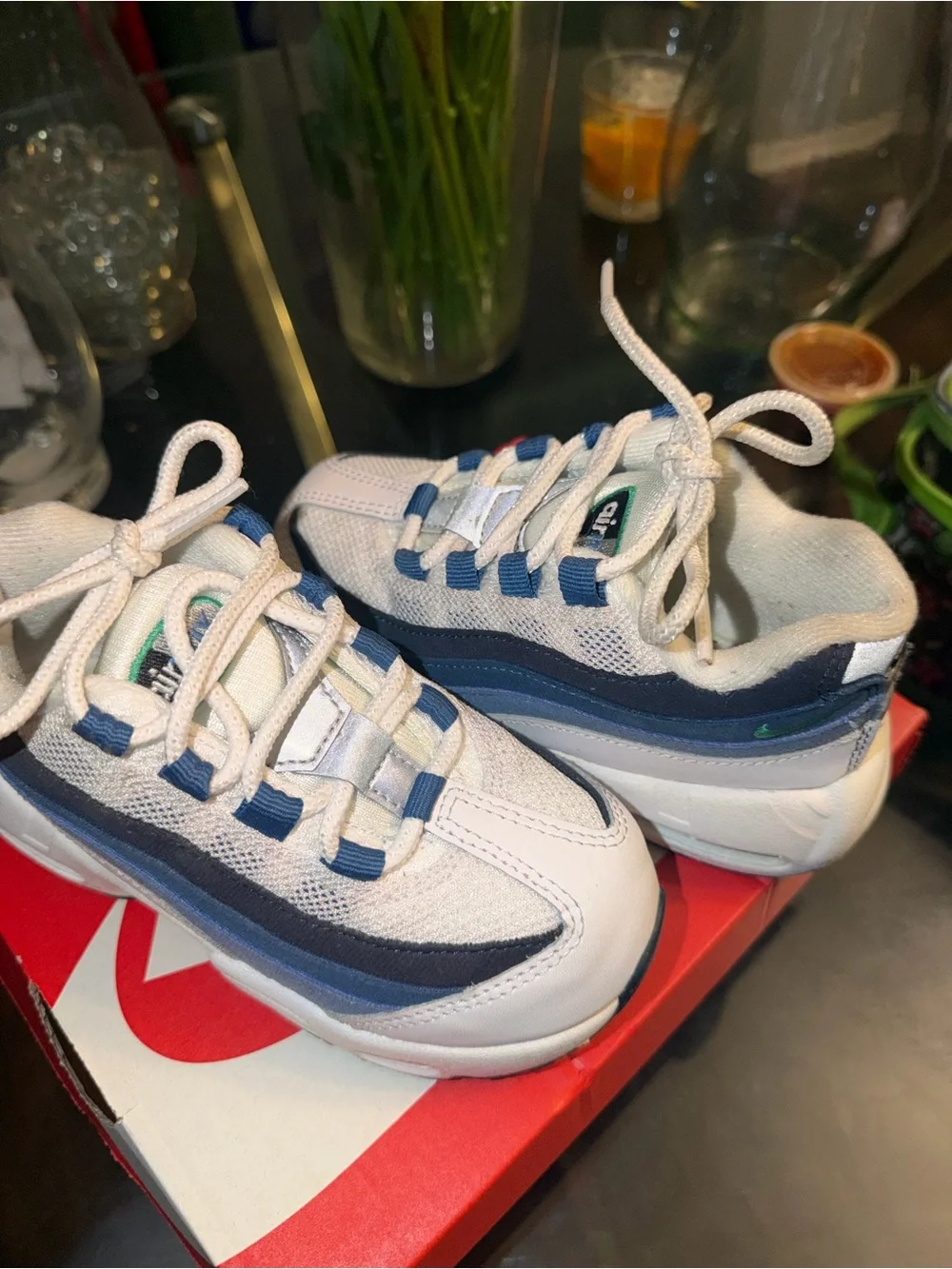 Nike Airmax Kids White and Navy Blue Layered Sneakers